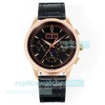 Swiss Replica V2 Jaeger-LeCoultre Master Rose Gold Diamond Watch with Black Dial 